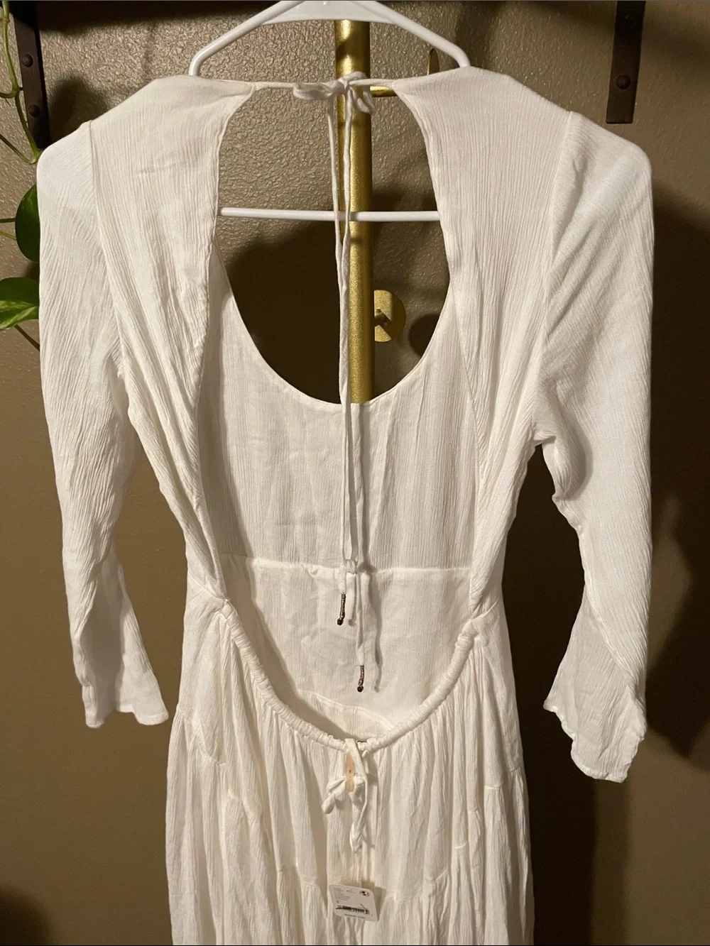 NWY Free People Ivory Open-Back Maxi Dress with Lace Panels - Picture 9 of 10